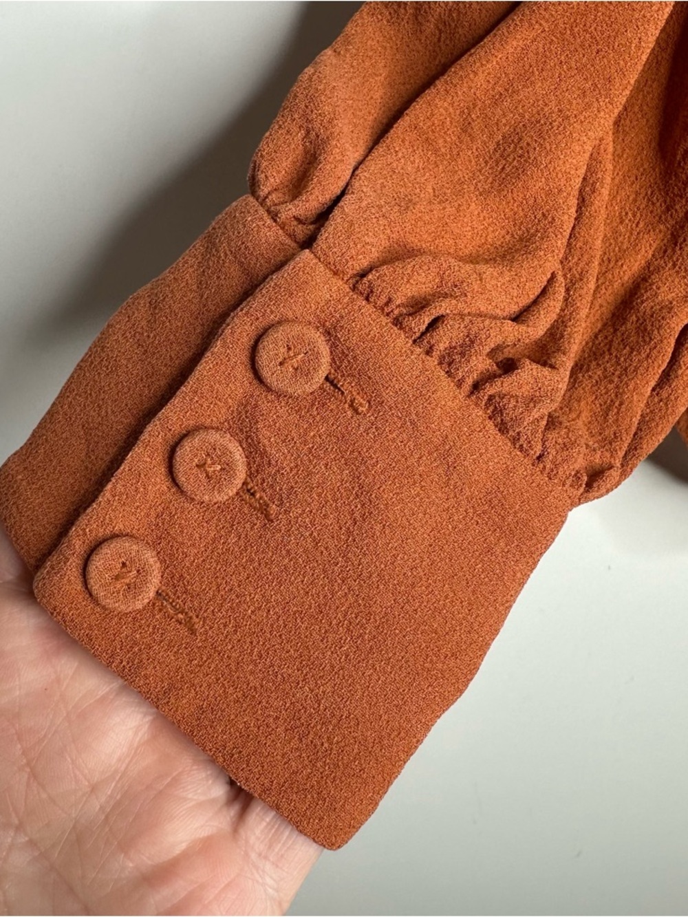 3.1 Phillip Lim Burnt Orange 100% Silk Ruffle Front Blouse Size 4 - Picture 5 of 8